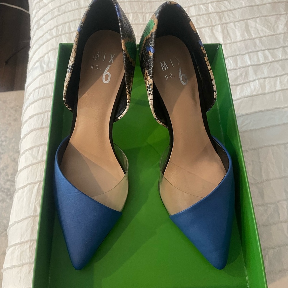 Mix No. 6 Blue and Multicolor Snakeskin Heels